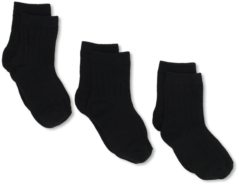 Jefferies Socks Little Boys' Rib Crew Socks 3 Pair Pack, Black, Toddler - Image 1